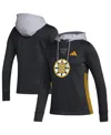 Adidas Originals Adidas Black Boston Bruins Refresh Skate Lace Aeroready Pullover Hoodie In Black