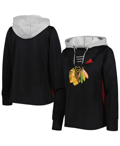 Adidas Originals Women's Adidas Black Chicago Blackhawks Skate Lace Team Pullover Hoodie