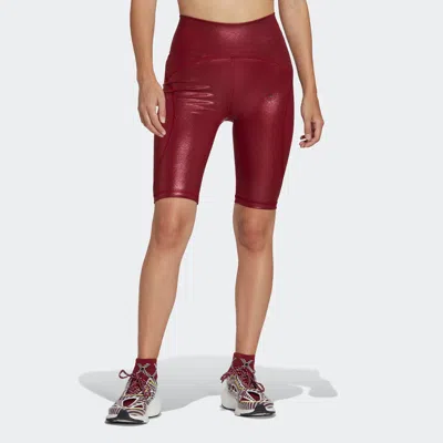 Adidas Originals Women's Adidas By Stella Mccartney Shiny Cycling Tights In Red