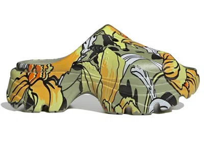 Pre-owned Adidas Originals Women's Adidas Clog Stella Mccartney Floral Sneakers In Tent Green/crew Orange/cloud White