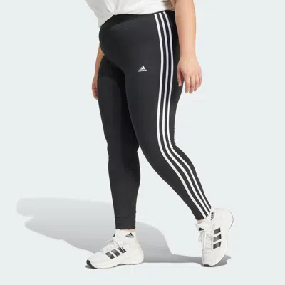 Adidas Originals Plus Size Train Essentials 3-stripes High-waisted 7/8 Leggings In Black