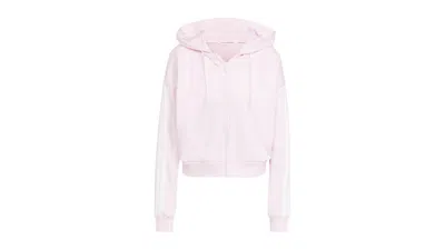 Pre-owned Adidas Originals Women's Adidas Essentials 3stripes French Terry Fullzip Hoodie In Clear Pink/white