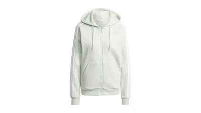 Pre-owned Adidas Originals Women's Adidas Essentials 3stripes Fullzip Fleece Hoodie In Linen Green
