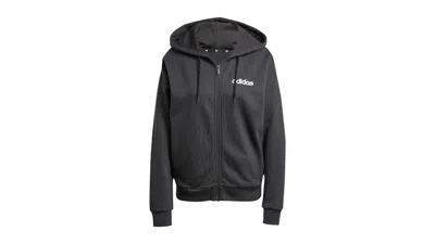Pre-owned Adidas Originals Women's Adidas Essentials Linear Fullzip French Terry Hoodie In Black/white