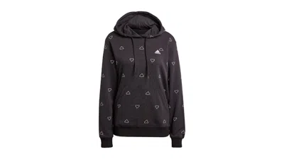 Pre-owned Adidas Originals Women's Adidas Essentials Monogram Regular French Terry Graphic Hoodie In Black