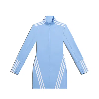 Pre-owned Adidas Originals Women's Adidas Ivy Park 1/2 Zip Latex Dress (plus Size) In Light Blue/white In Multi