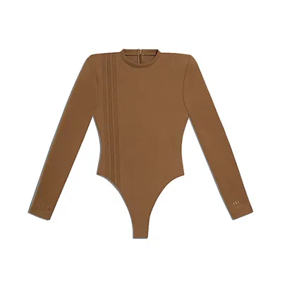 Pre-owned Adidas Originals Women's Adidas Ivy Park 3stripes Bodysuit In Wild Brown