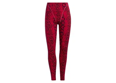 Pre-owned Adidas Originals Women's Adidas Ivy Park Allover Print Tights In Red/black