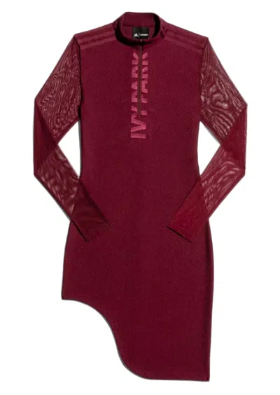 Pre-owned Adidas Originals Women's Adidas Ivy Park Asymmetrical Dress In Maroon