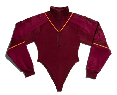 Pre-owned Adidas Originals Women's Adidas Ivy Park Bodysuit In Maroon/amazon Red/solar Orange