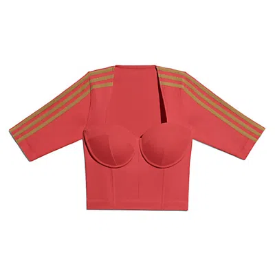 Pre-owned Adidas Originals Women's Adidas Ivy Park Circular Knit Crop Top In Real Coral In Orange