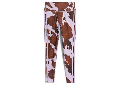 Pre-owned Adidas Originals Women's Adidas Ivy Park Cowprint Tights In Aop Cow Hide/purple Glow