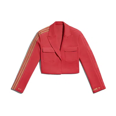 Pre-owned Adidas Originals Women's Adidas Ivy Park Crop Suit Jacket In Real Coral/mesa In Orange
