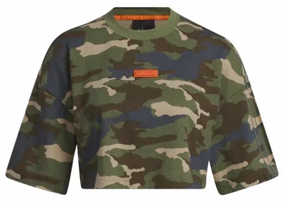 Pre-owned Adidas Originals Women's Adidas Ivy Park Crop Tee Shirt In Camo Print In Multi