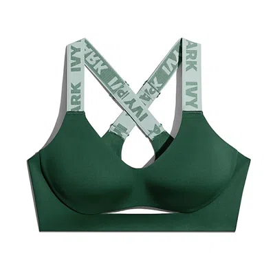 Pre-owned Adidas Originals Women's Adidas Ivy Park Cutout Medium Support Bra (plus Size) In Dark Green
