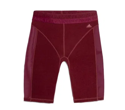 Pre-owned Adidas Originals Women's Adidas Ivy Park Cycling Shorts In Maroon/amazon Red