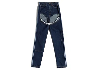 Pre-owned Adidas Originals Women's Adidas Ivy Park Denim Chaps In Dark Denim In Blue