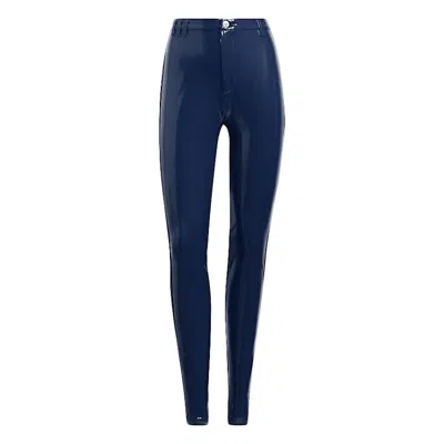 Pre-owned Adidas Originals Women's Adidas Ivy Park Halls Of Ivy Latex Pants In Dark Blue