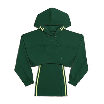 Pre-owned Adidas Originals Women's Adidas Ivy Park Hooded Cutout Dress In Dark Green