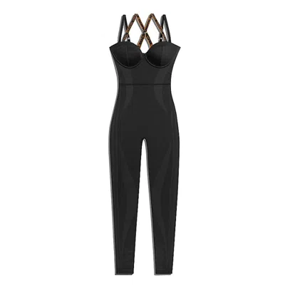 Pre-owned Adidas Originals Women's Adidas Ivy Park Knit Catsuit In Black