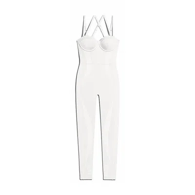 Pre-owned Adidas Originals Women's Adidas Ivy Park Knit Catsuit In Core White