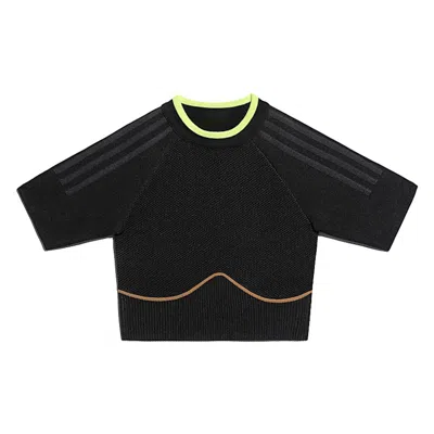 Pre-owned Adidas Originals Women's Adidas Ivy Park Knit Crop Top In Black/mesa