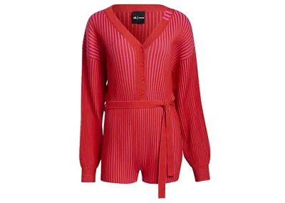 Pre-owned Adidas Originals Women's Adidas Ivy Park Knit Knit Romper In Red/shock Pink