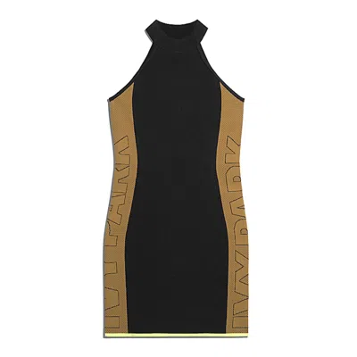 Pre-owned Adidas Originals Women's Adidas Ivy Park Knit Logo Dress In Black/mesa