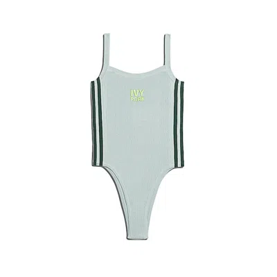 Pre-owned Adidas Originals Women's Adidas Ivy Park Knit Tank Bodysuit In Green Tint