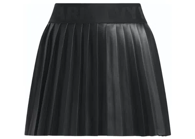 Pre-owned Adidas Originals Women's Adidas Ivy Park Leather Pleated Mini Skirt (asia Sizing) In Black