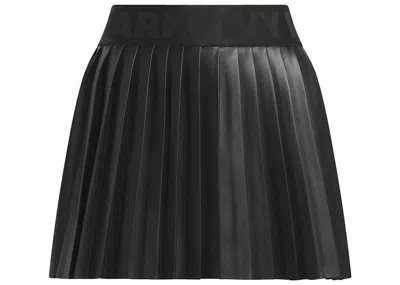 Pre-owned Adidas Originals Women's Adidas Ivy Park Leather Pleated Mini Skirt In Black