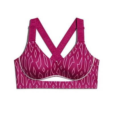 Pre-owned Adidas Originals Women's Adidas Ivy Park Mediumsupport Monogram Cutout Bra (plus Size) In Bold Pink