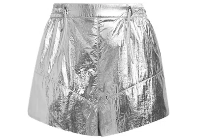 Pre-owned Adidas Originals Women's Adidas Ivy Park Metallic Shorts In Silver Metallic