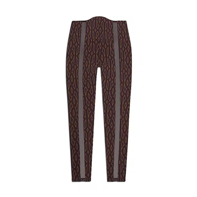Pre-owned Adidas Originals Women's Adidas Ivy Park Monogram Sheer Panel Tights In Wild Brown/night Red
