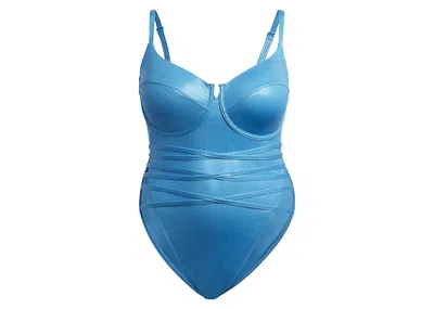 Pre-owned Adidas Originals Women's Adidas Ivy Park Onepiece Swimsuit (plus Size) In Shock Cyan