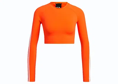 Pre-owned Adidas Originals Women's Adidas Ivy Park Rash Guard Top In Solar Orange