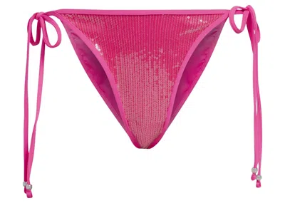 Pre-owned Adidas Originals Women's Adidas Ivy Park Sequin Triangle Bikini Bottom In Shock Pink