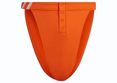 Pre-owned Adidas Originals Women's Adidas Ivy Park Snap Bikini Bottom In Solar Orange
