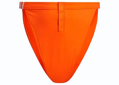 Pre-owned Adidas Originals Women's Adidas Ivy Park Snap Bikini Bottom (plus Size) In Solar Orange