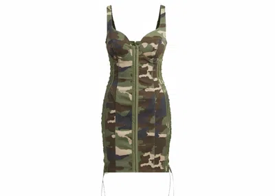 Pre-owned Adidas Originals Women's Adidas Ivy Park Twill Mini Dress In Aop Camo