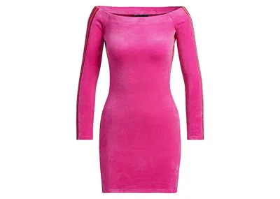 Pre-owned Adidas Originals Women's Adidas Ivy Park Velour Dress In Shock Pink