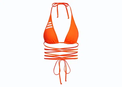 Pre-owned Adidas Originals Women's Adidas Ivy Park Wrap Bikini Top In Solar Orange
