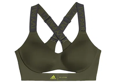 Pre-owned Adidas Originals Women's Adidas Ivy Park X Peloton Br Tape Bra In Focus Olive/black