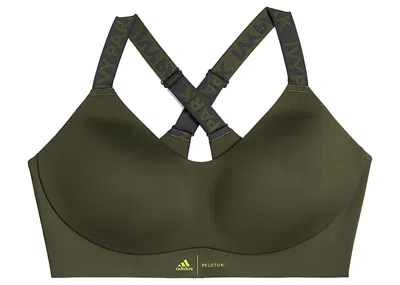 Pre-owned Adidas Originals Women's Adidas Ivy Park X Peloton Br Tape Bra (plus Size) In Focus Olive/black/shock Lime