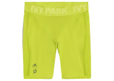 Pre-owned Adidas Originals Women's Adidas Ivy Park X Peloton Cycling Shorts (plus Size) In Shock Lime/magic Beige