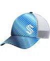 Adidas Originals Adidas Light Blue/white Seattle Kraken Graphic Foam Trucker Snapback Hat In Light Blue,white