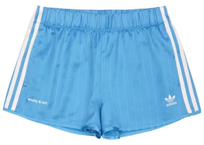 Pre-owned Adidas Originals Women's  X Sporty & Rich Track Shorts In Baby Blue/cream
