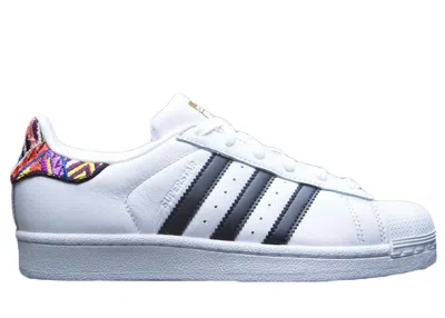 Pre-owned Adidas Originals Women's Adidas Superstar Embroidery Sneakers In White/black/metallic Gold