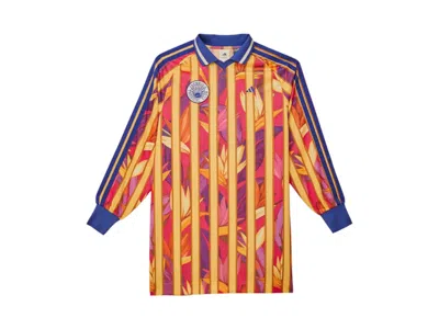 Pre-owned Adidas Originals Women's Adidas X Farm Rio Striped Of Paradise Dress In Bold Pink