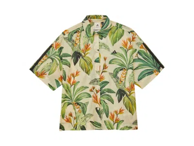 Pre-owned Adidas Originals Women's Adidas X Farm Rio Tropical Breeze Shirt In Cream White